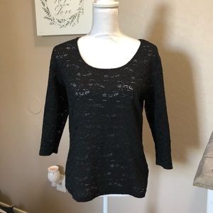 Ambiance Black lace 3/4 sleeve top size 1XL